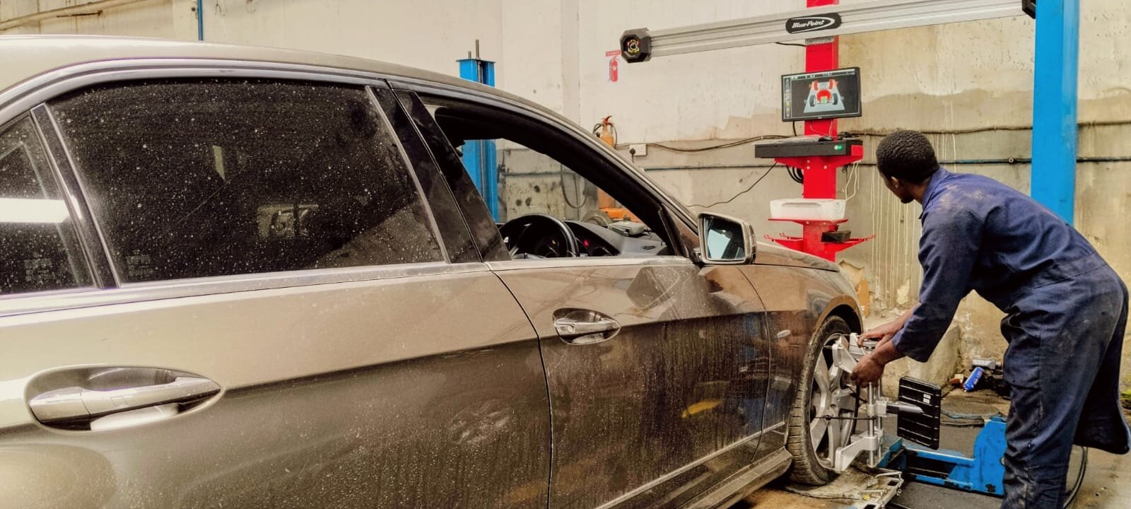 Body shop technician at work