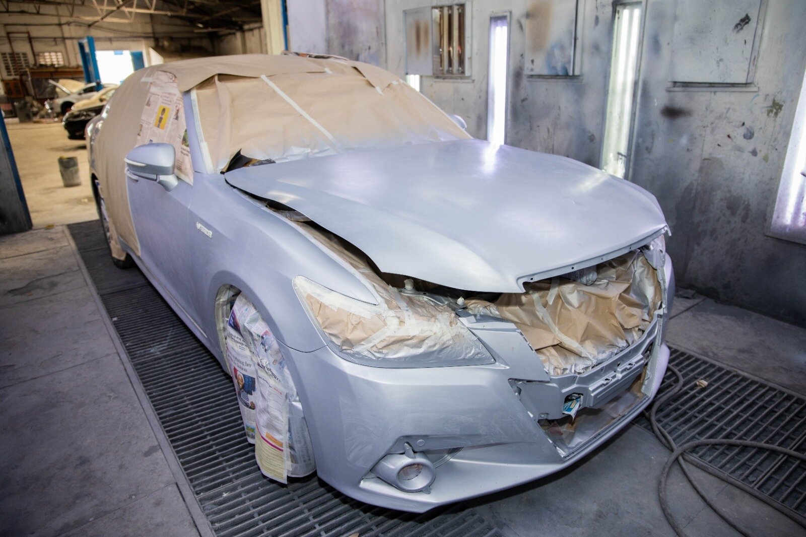 Car wraped for painting